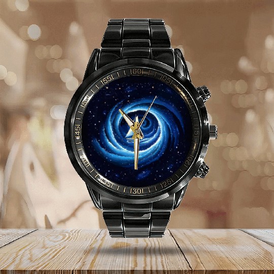 Sailboat Galaxy Milky Way Space Fantasy Calendar Steel Band Watch