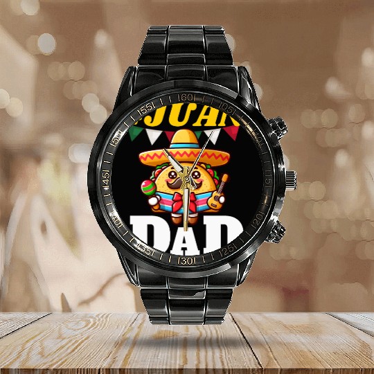 Number one dad funny father's day Mexican Juan dad Calendar Steel Band Watch