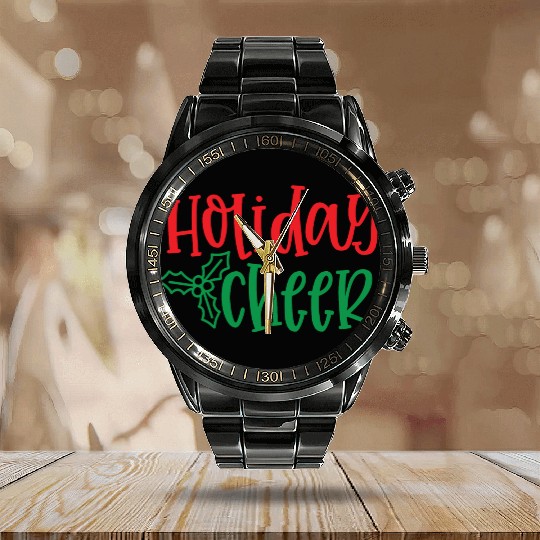 HOLIDAY Cheer: Festive Joy in Every Stitch Calendar Steel Band Watch