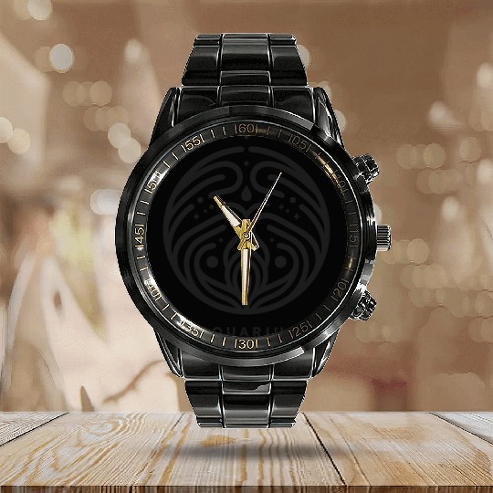 Zodiac Aquarius Calendar Steel Band Watch