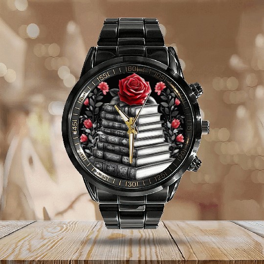 Black Gnomes Valentines Day Calendar Steel Band Watch
