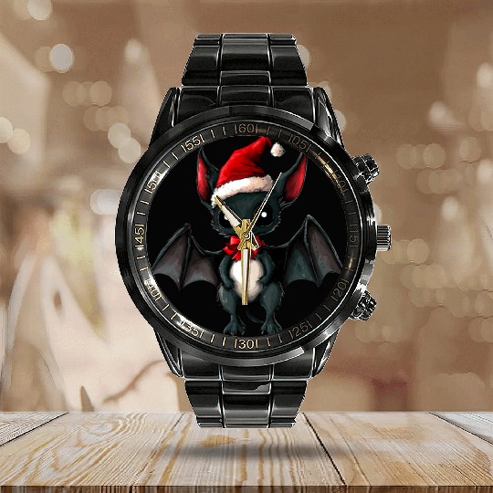 Christmas bats Calendar Steel Band Watch