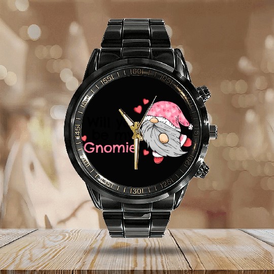 Gnomes Valentines Revelin, Valentines Retro Calendar Steel Band Watch