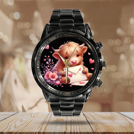 Valentine Retro, Happy Valentines Day Calendar Steel Band Watch