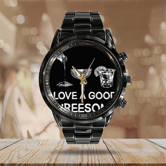 I Love A Good Threesome Margarita Humor Calendar Steel Band Watch