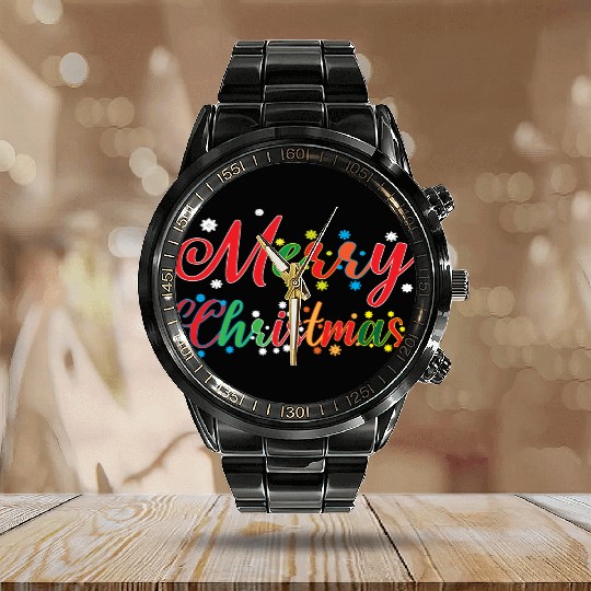 Holly Jolly Holidays : Merry Christmas Calendar Steel Band Watch