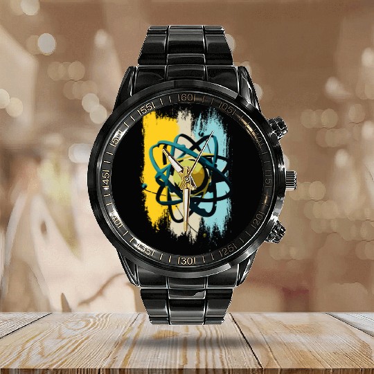Atomic Nuclei, Physics, Science Calendar Steel Band Watch