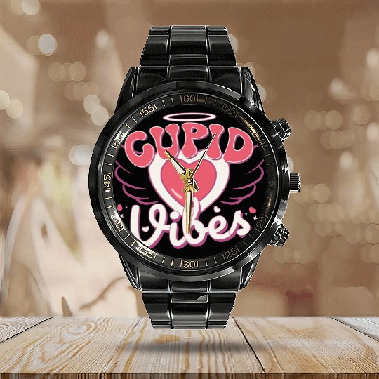 Valentine Day, Valentine Retro Calendar Steel Band Watch