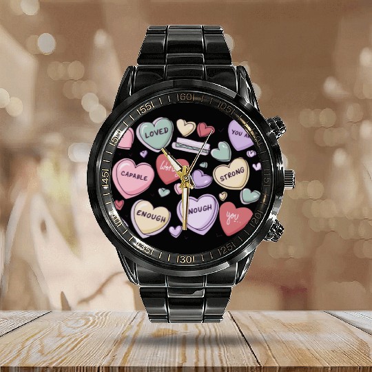 Cute Teacher Valentine Calendar Steel Band Watch