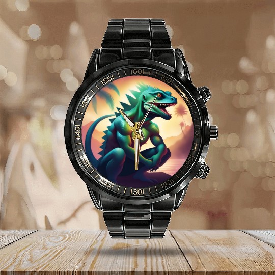 Mutant Lizard Man Calendar Steel Band Watch