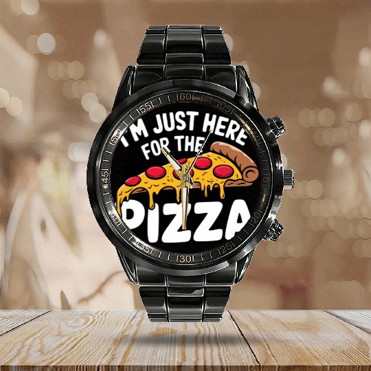 pizza national day celebrating Calendar Steel Band Watch