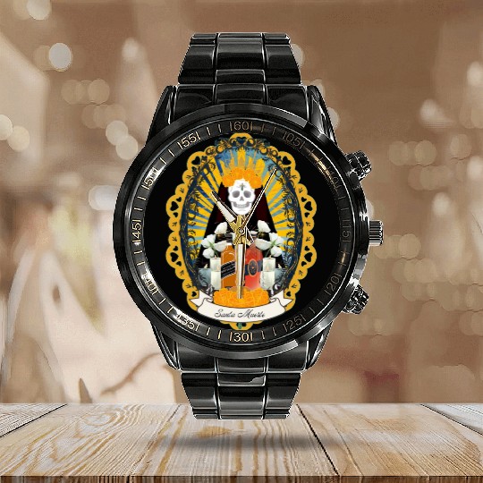 Regal Santa Muerte Calendar Steel Band Watch