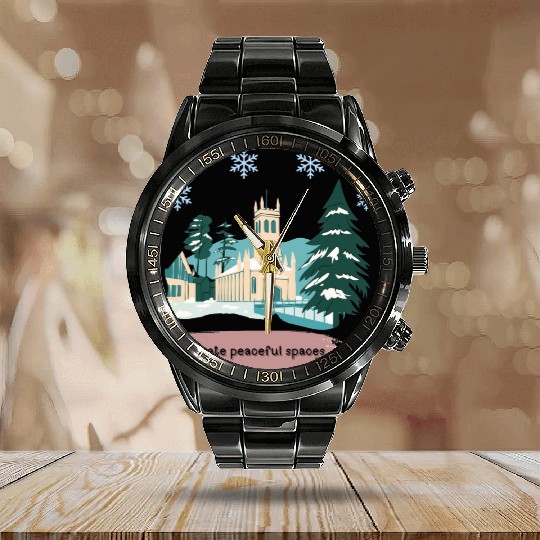 CREATE PEACEFUL SPACES Calendar Steel Band Watch