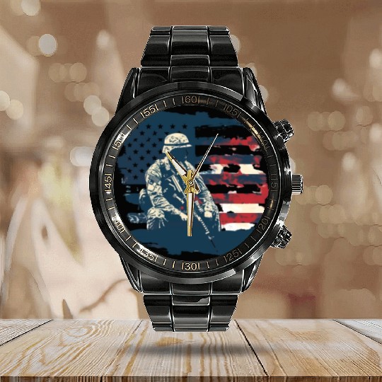 US Memorial Day Calendar Steel Band Watch