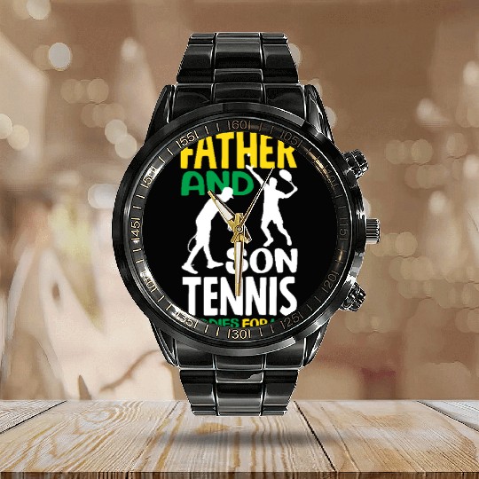 Father And Son Tennis Buddies For Life Calendar Steel Band Watch