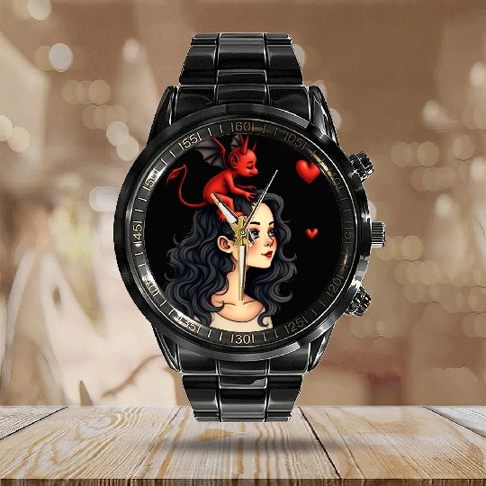 Love devil Calendar Steel Band Watch