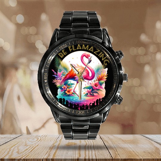 Be Flamazing Kölle Alaaf Flamingo Vibes Calendar Steel Band Watch