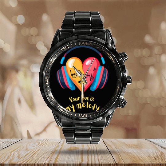 Your Love is My Melody Calendar Steel Band Watch
