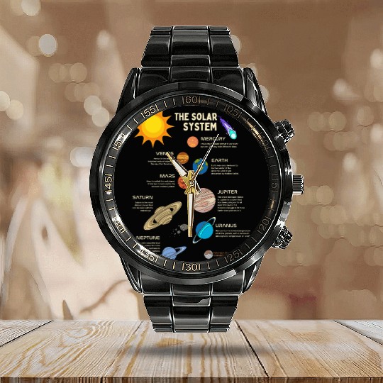 The Solar System Planets Calendar Steel Band Watch