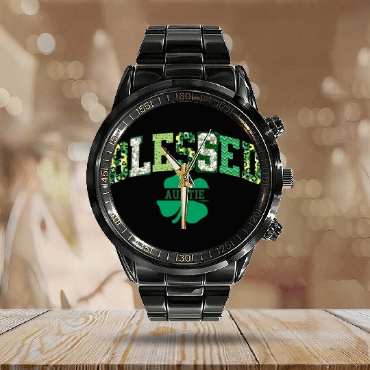 Blessed Auntie St Patricks Day Spring and Summer Calendar Steel Band Watch