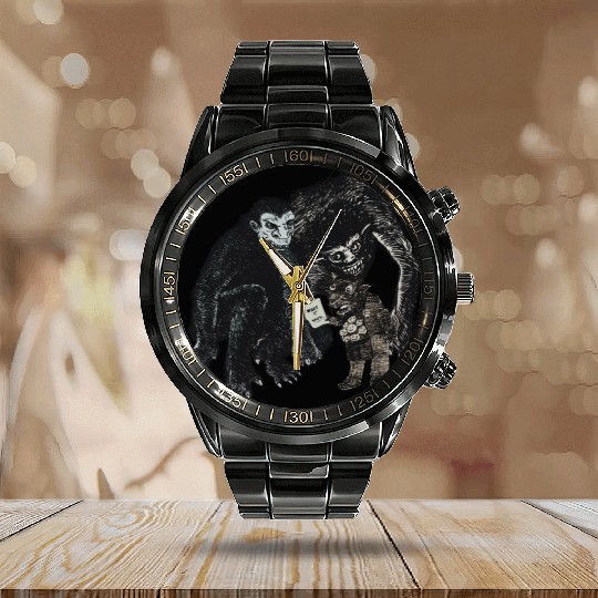 Surreal Monster Art – Dark Humor What It Says Desi Calendar Steel Band Watch