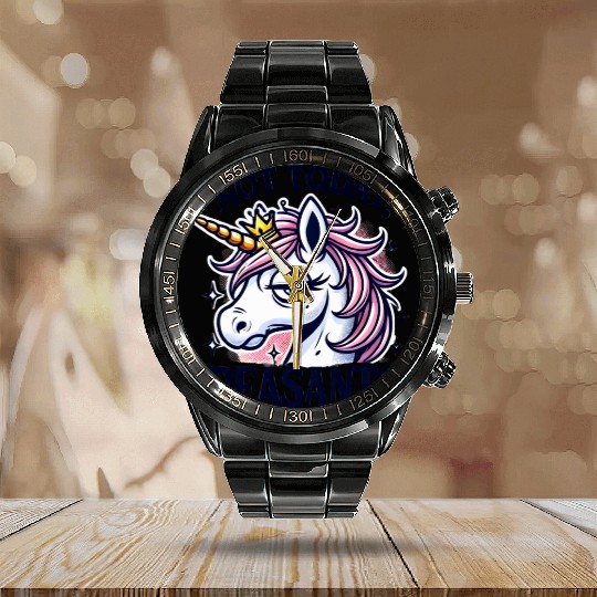 Cute Pony – Cute and cheerful pony art funny Pony Calendar Steel Band Watch