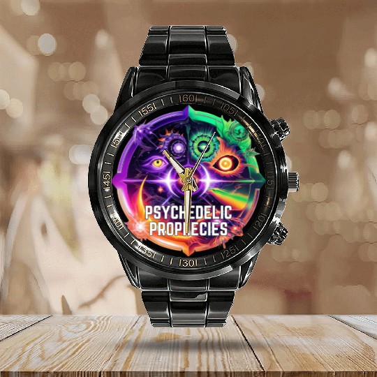 Psychedelic Prophecies - Future foretold Calendar Steel Band Watch