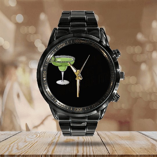 Mama needs a margarita Calendar Steel Band Watch