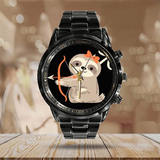 Sagittarius Zodiac Sloth Archer Design for Calendar Steel Band Watch
