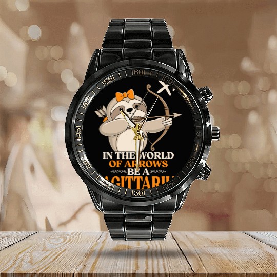 In The World Of Arrows Be A Sagittarius Zodiac Calendar Steel Band Watch