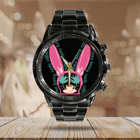 Easter bunny coffee lover Calendar Steel Band Watch gift