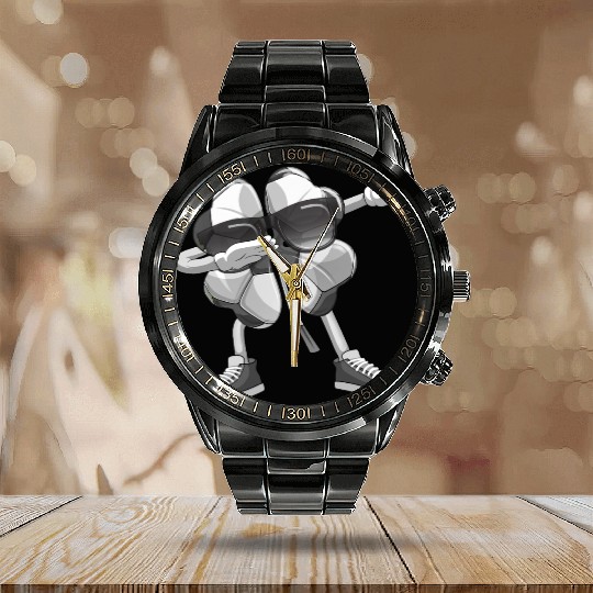 Dabbing Soccer Shamrock St Patricks Day Calendar Steel Band Watch