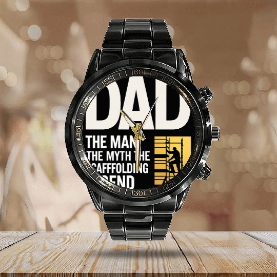Scaffolder Scaffold Scaffolding Dad Fathers day Calendar Steel Band Watch