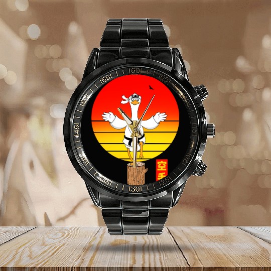 Karate Goose Calendar Steel Band Watch