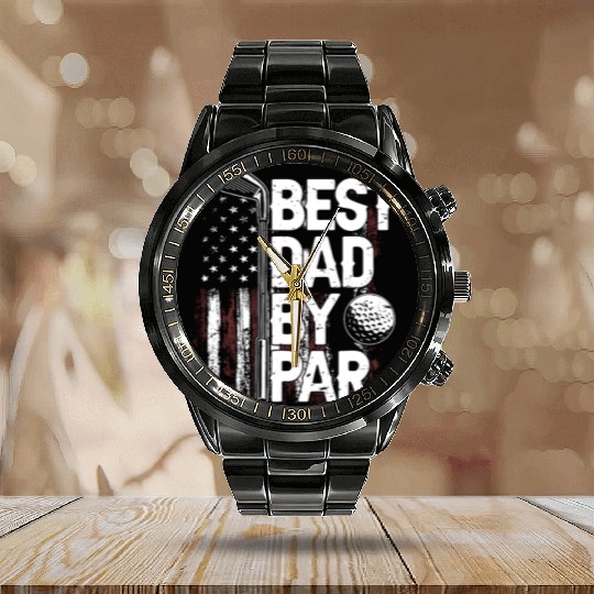 Best Papa By Par Golf Lover Golfing Father's day Calendar Steel Band Watch