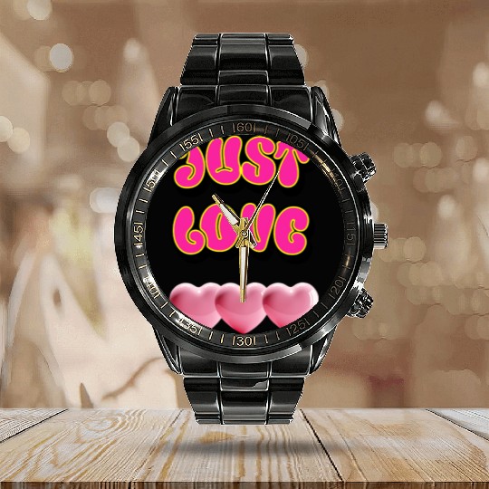 Just Love: Y2K 2000s Heart Calendar Steel Band Watch