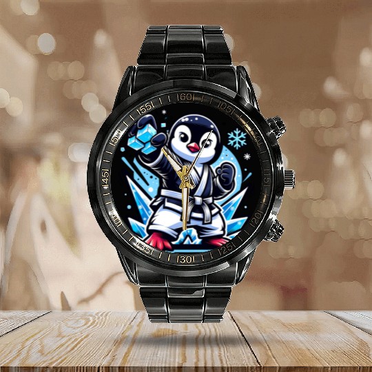 Penguin Karate Ice Master Powers Unleashed Calendar Steel Band Watch