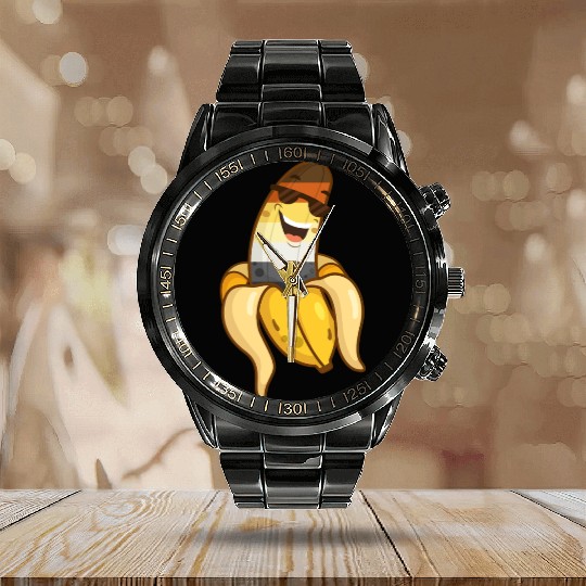 Gay Bear Pride Cool Banana Funny LGBT Humor Calendar Steel Band Watch