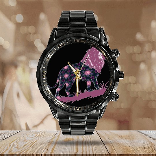 Star of David Pattern 20 Lion of Judah Calendar Steel Band Watch