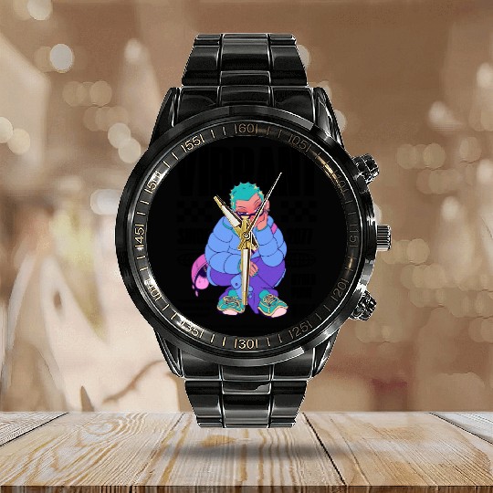 Electric Night: Cyberpunk Calendar Steel Band Watch