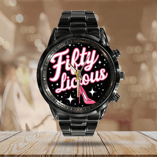 Fifty-licious Squad Matching 50th Birthday Calendar Steel Band Watch