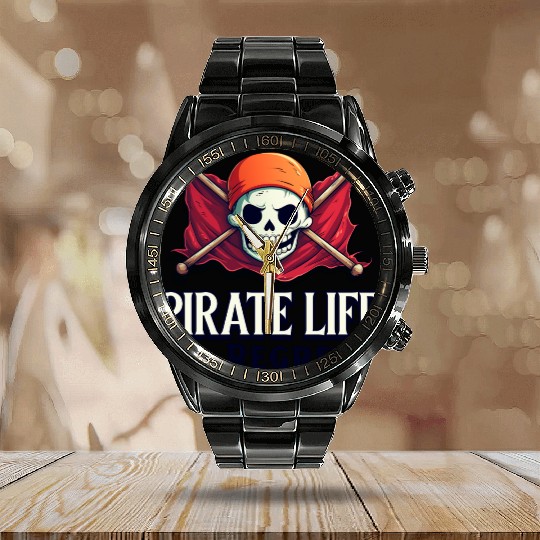 Pirate Life, No Regrets Calendar Steel Band Watch