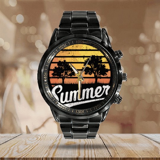 Vintage Nature Summer Calendar Steel Band Watch