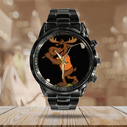Happy Moose Golf Calendar Steel Band Watch