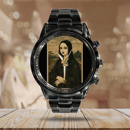 Gothic Geisha Mona Lisa Japanese Vintage Horror Calendar Steel Band Watch