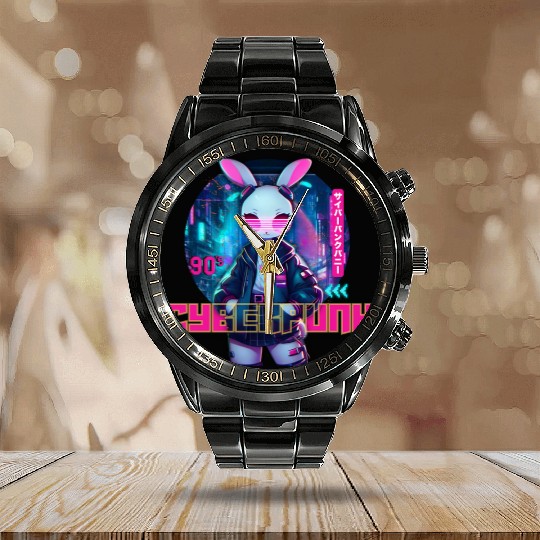 90´Cyberpunk Bunny Calendar Steel Band Watch