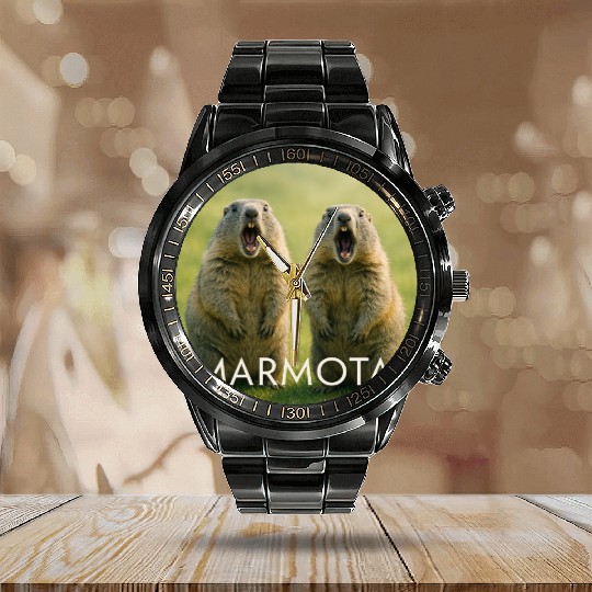 Double Screaming Marmots – Echo of Surprise Calendar Steel Band Watch