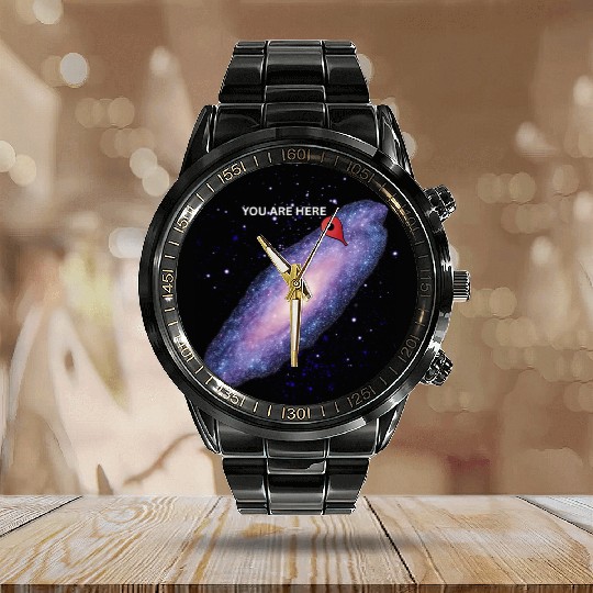 'You are here' Galaxy Geek Calendar Steel Band Watch