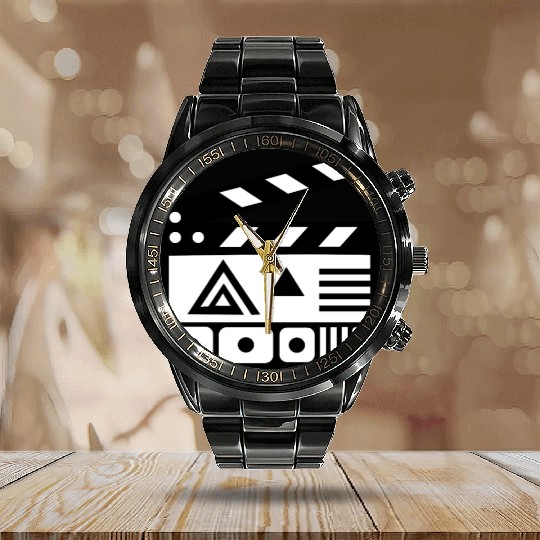 Film Clapboard Icon – Cinematic Design Calendar Steel Band Watch