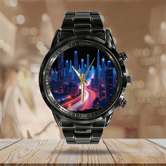 Urban Pulse Cairo – Modern City Lights Calendar Steel Band Watch